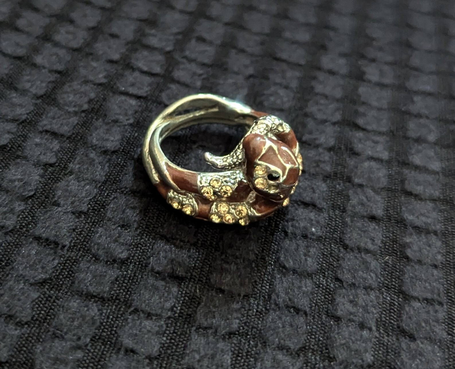 Snake Ring, 2 Rhinestone lost, (See Picture) Size 8 /Fashion Jewelry Accessories