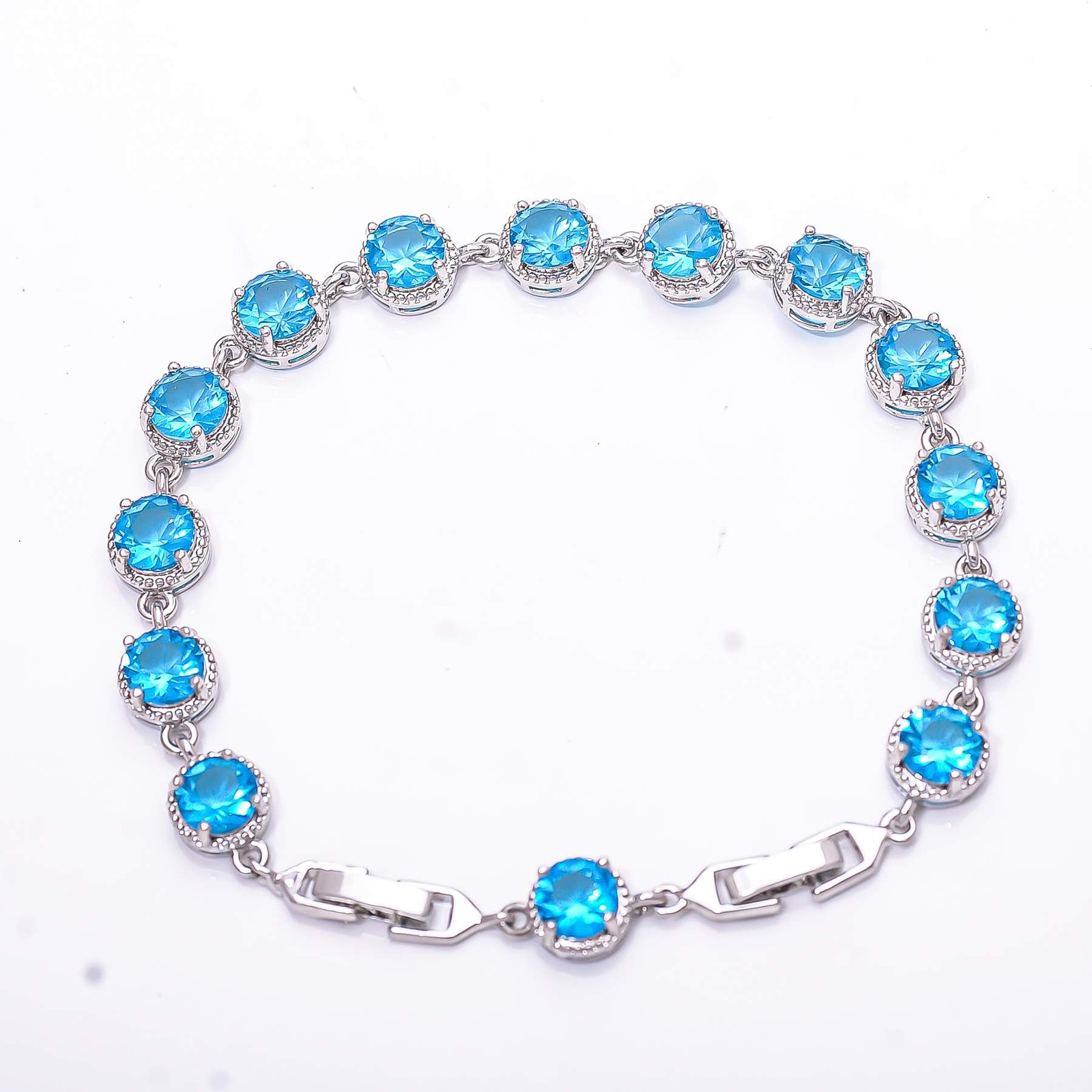 London Blue Topaz 925 Sterling Silver Tennis Bracelet 7.99″ B15, Gift for her