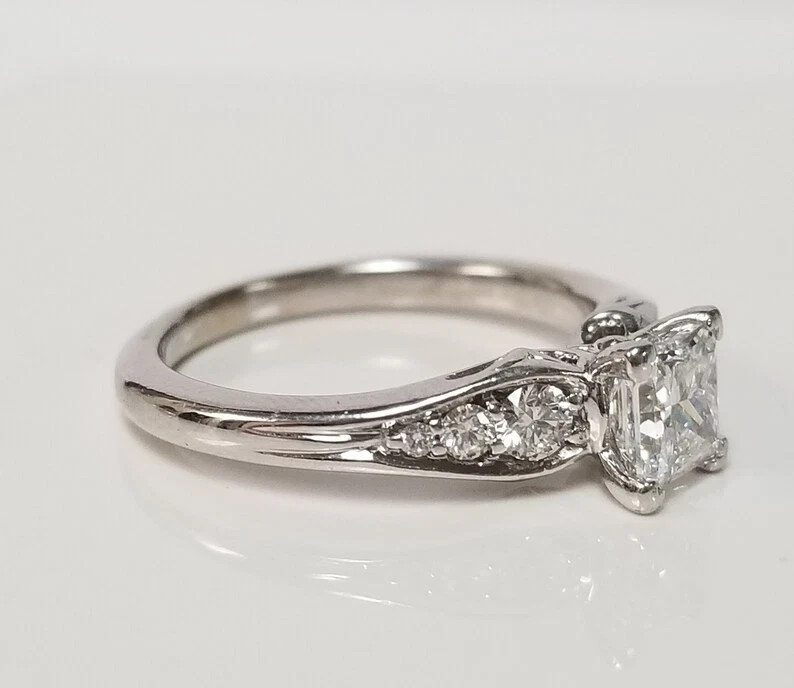2 Ct Princess Simulated Diamond Women Wedding Band Ring 14K White Gold Plated