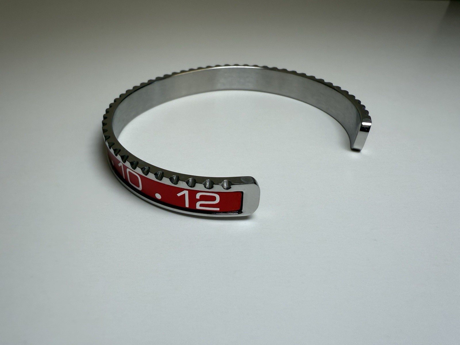 Red Blue Bezel Style Bangle Bracelet Stainless Steel