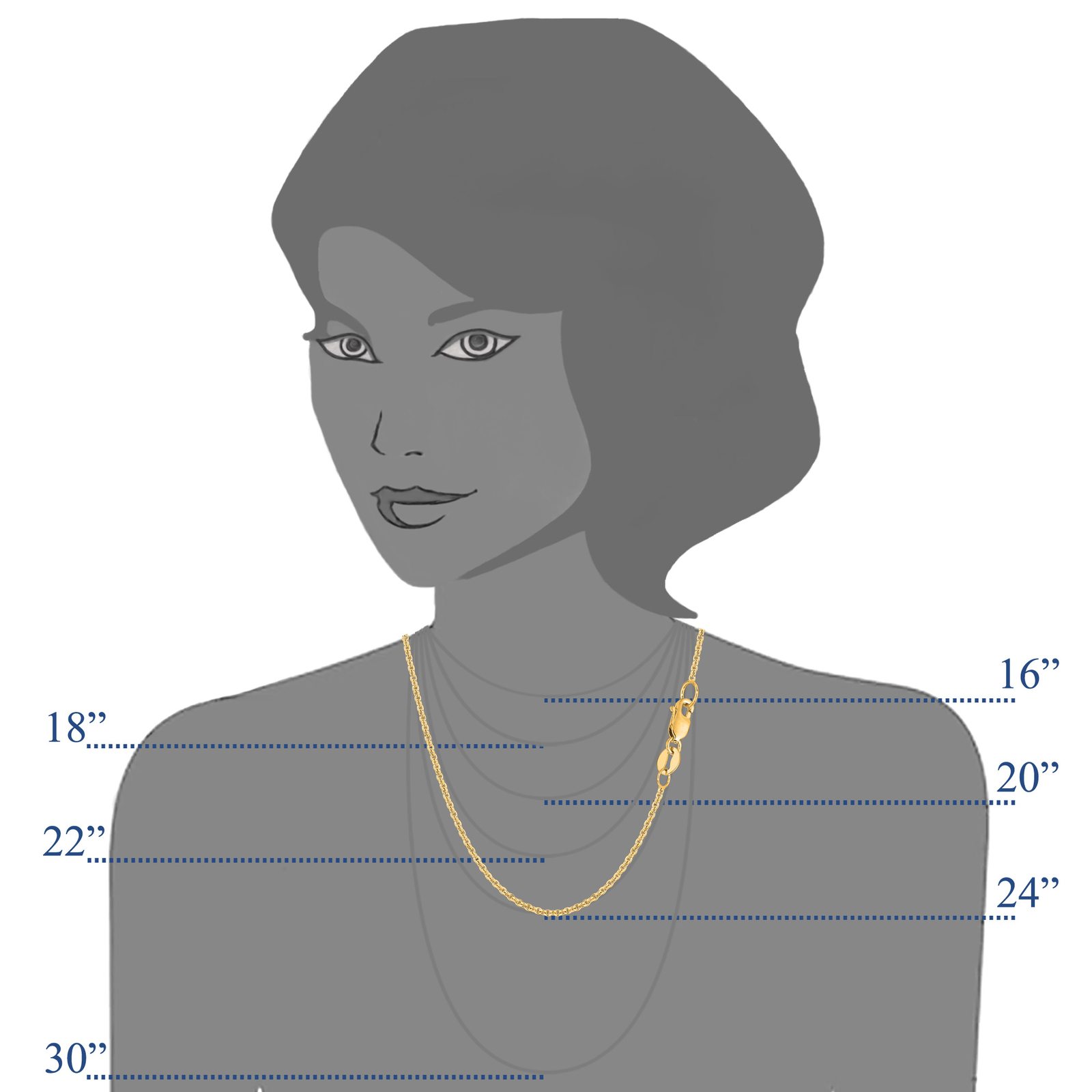 14K Yellow Gold Forsantina Chain, Width 1.5mm