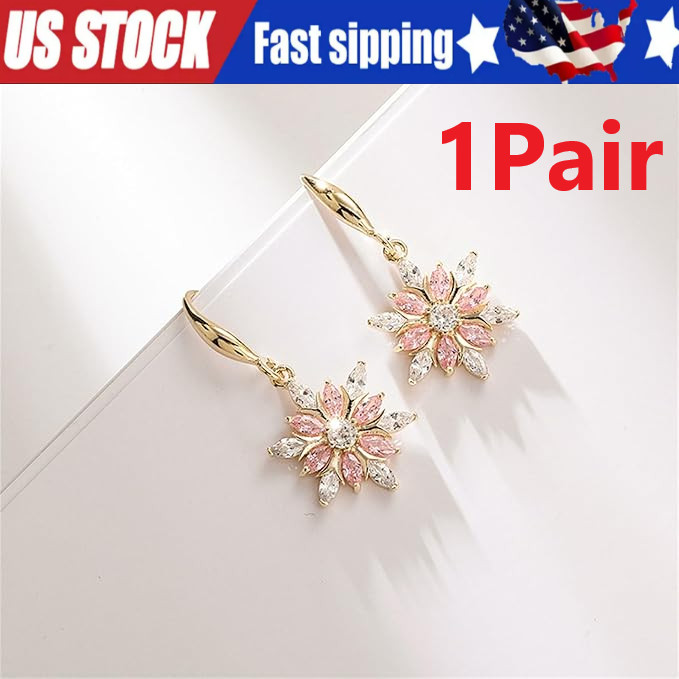 2x Total of Exquisite Delicate Minimalist Snowflake Shaped Alloy Dangle Earrings