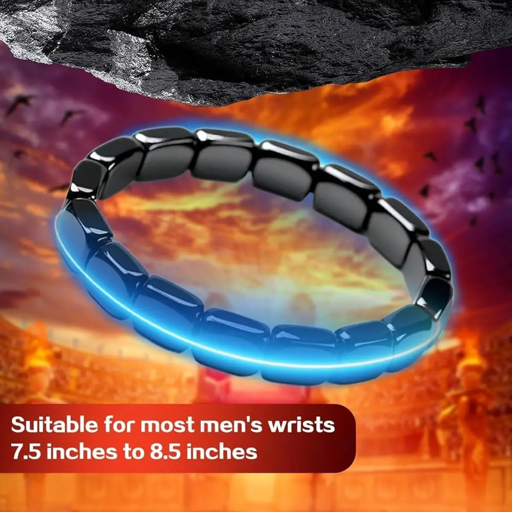 Hemys Hematite Bracelet for Men, 2pcs New Hemios bracelet Male Energy Jewelry US