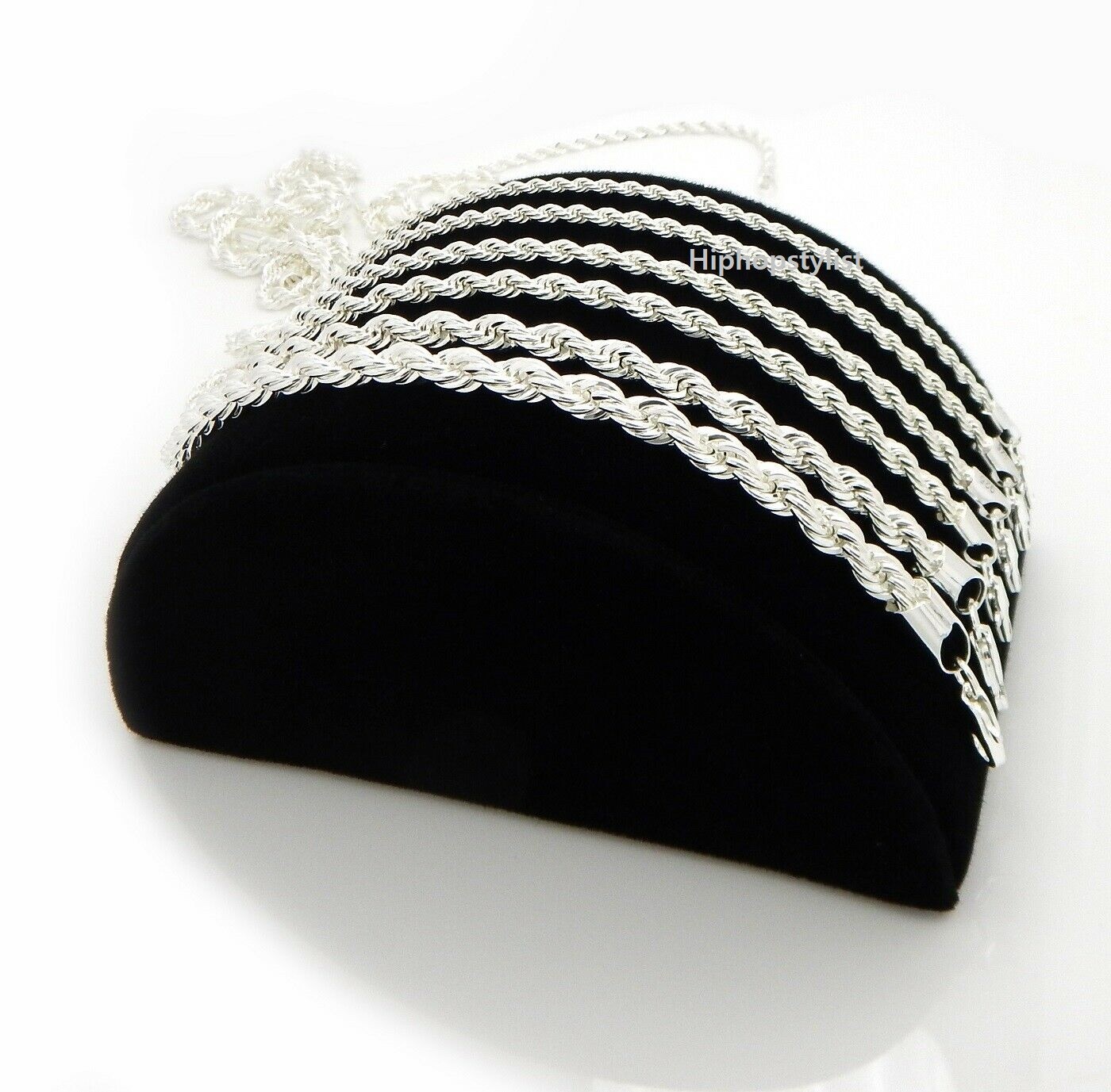 Mens Rope Chain Necklace Bracelet 2mm to 6mm 925 Silver Plated 8,18, 20, 24, 30″