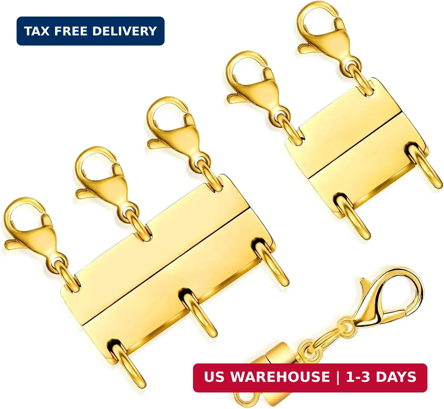 Layering Clasps, 3Pcs Layered 18k Gold Necklaces for Women, Necklace Separator f