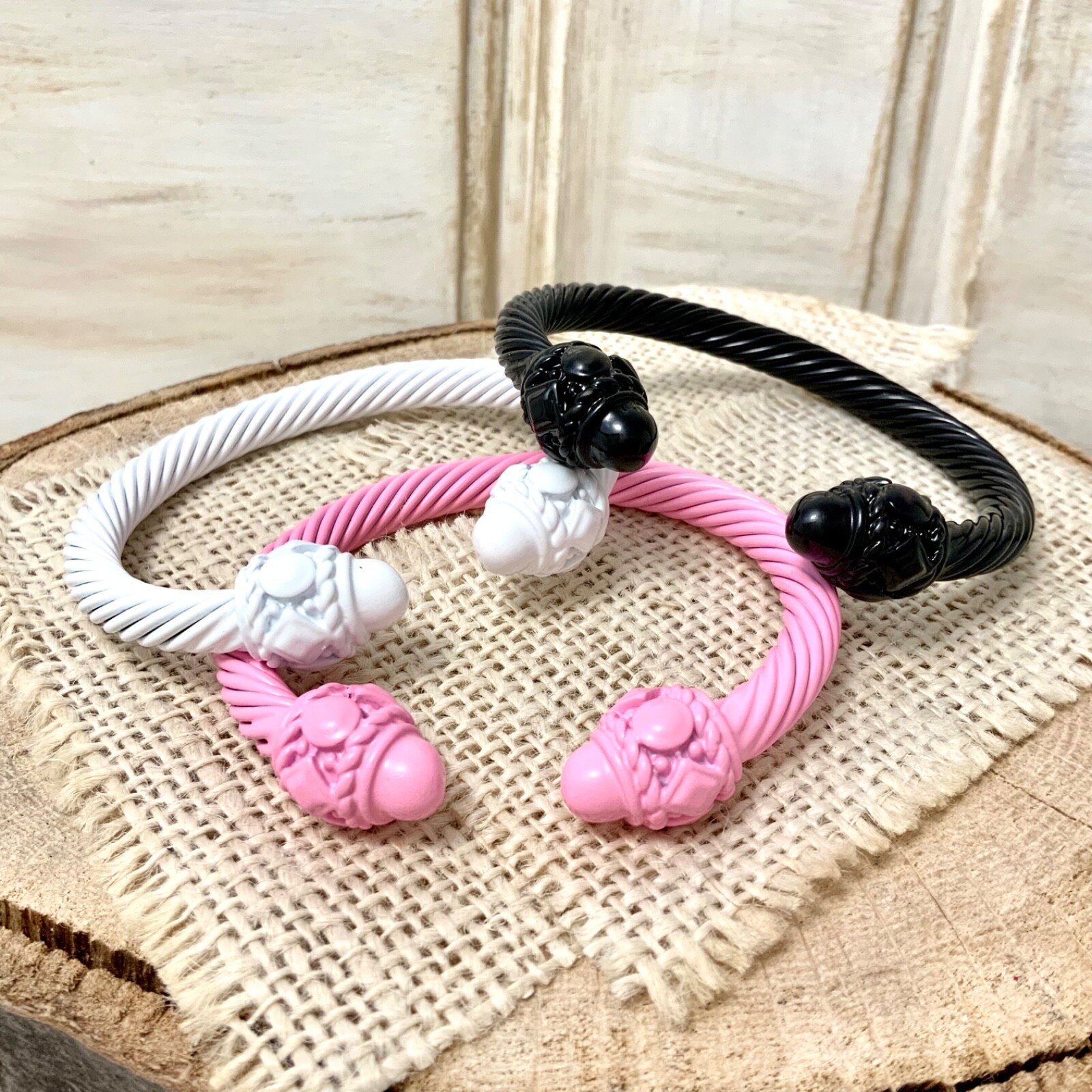 New trendy color 7mm cable cuff bracelet stackable must have items point fashion