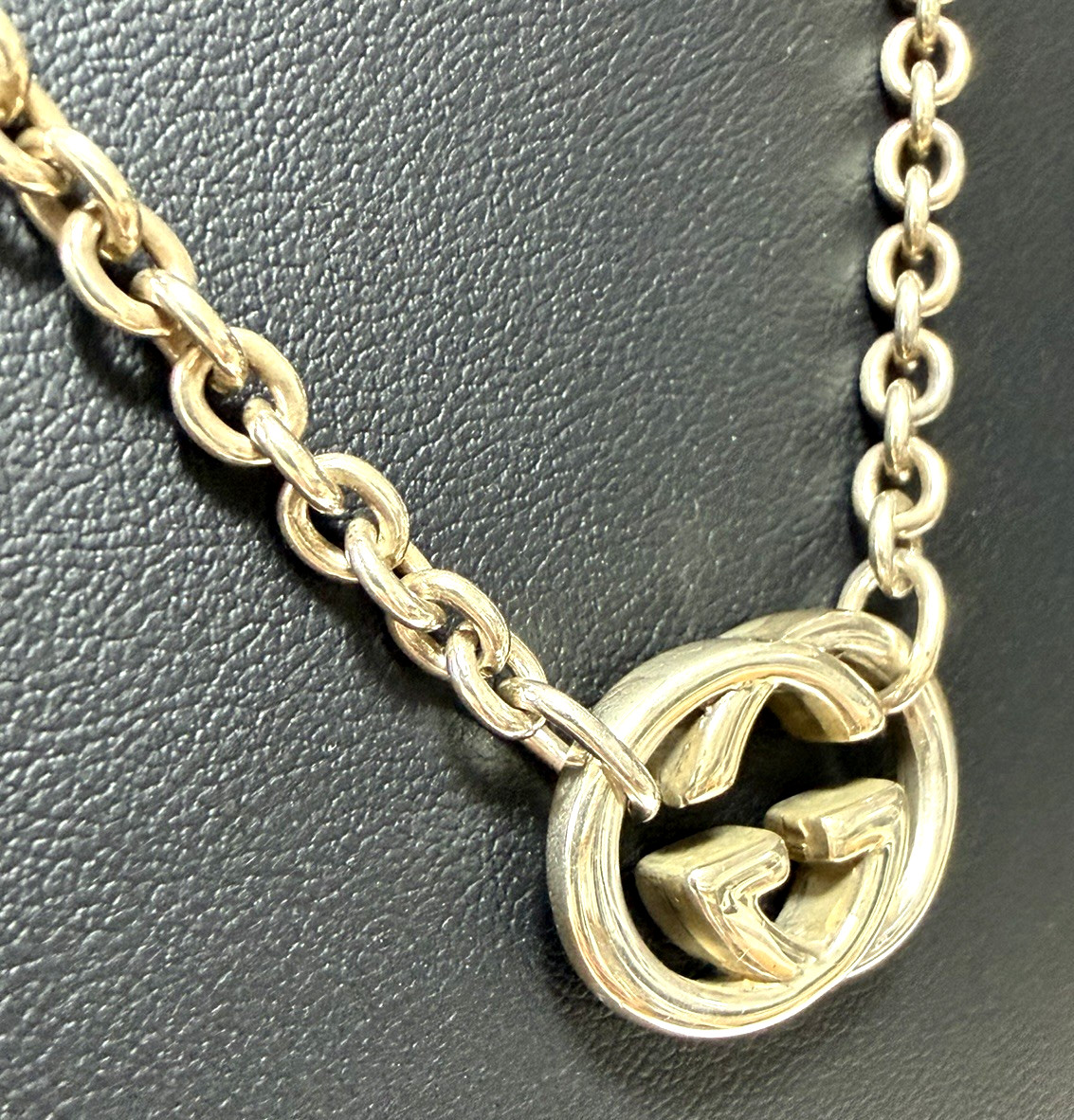 Gucci Interlocking Necklace Sterling Silver 925 Pendant with Box and Accessories