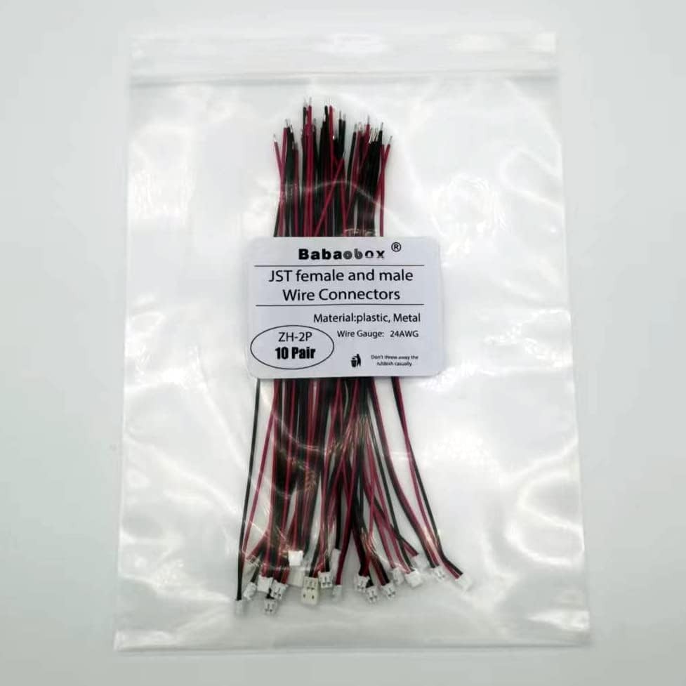 10Pairs 24AWG JST Zh1.5Mm 2PIN Micro Male and Female Connector Plug with 150Mm W