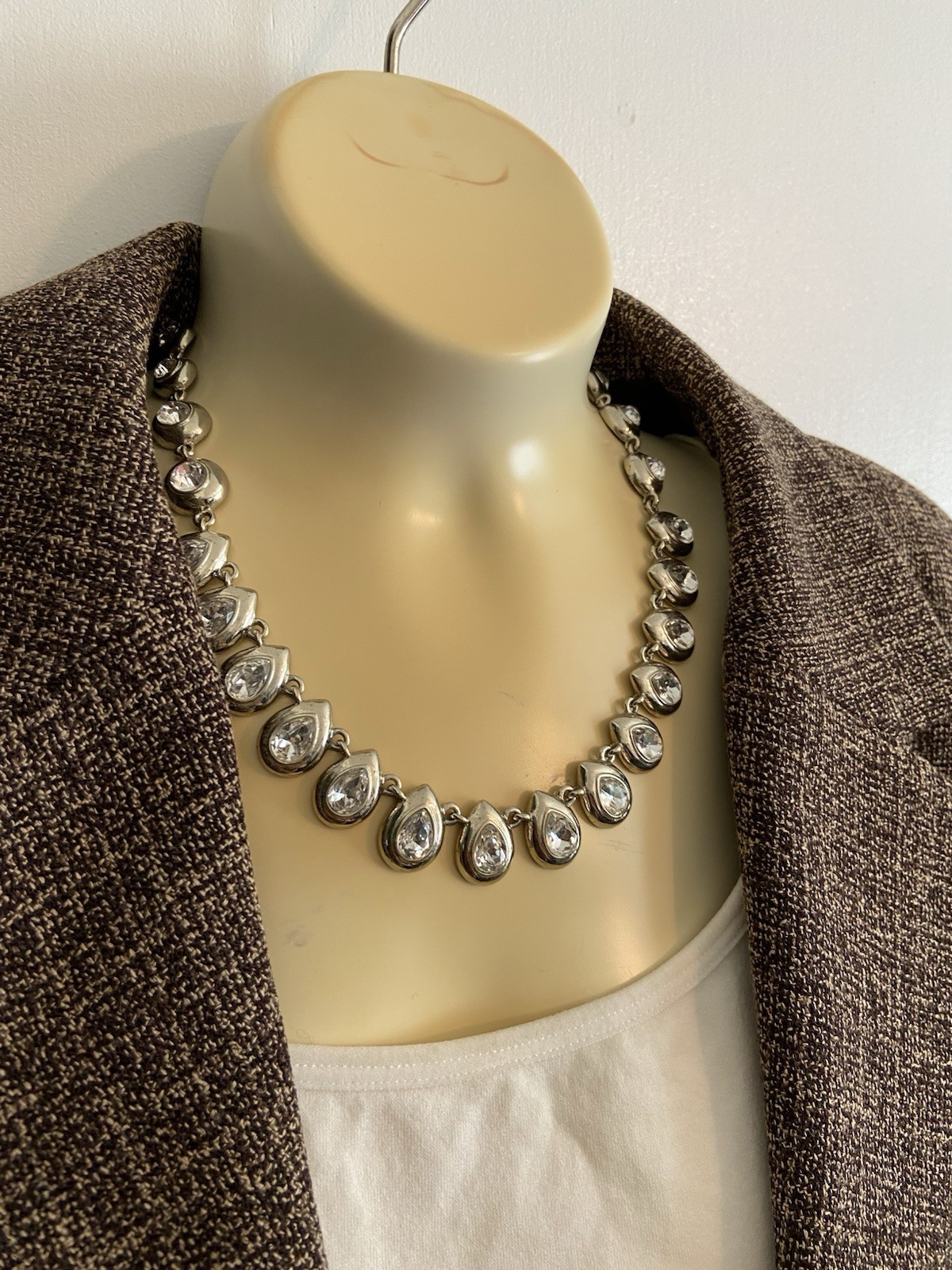 WHBM teardrop crystal statement necklace