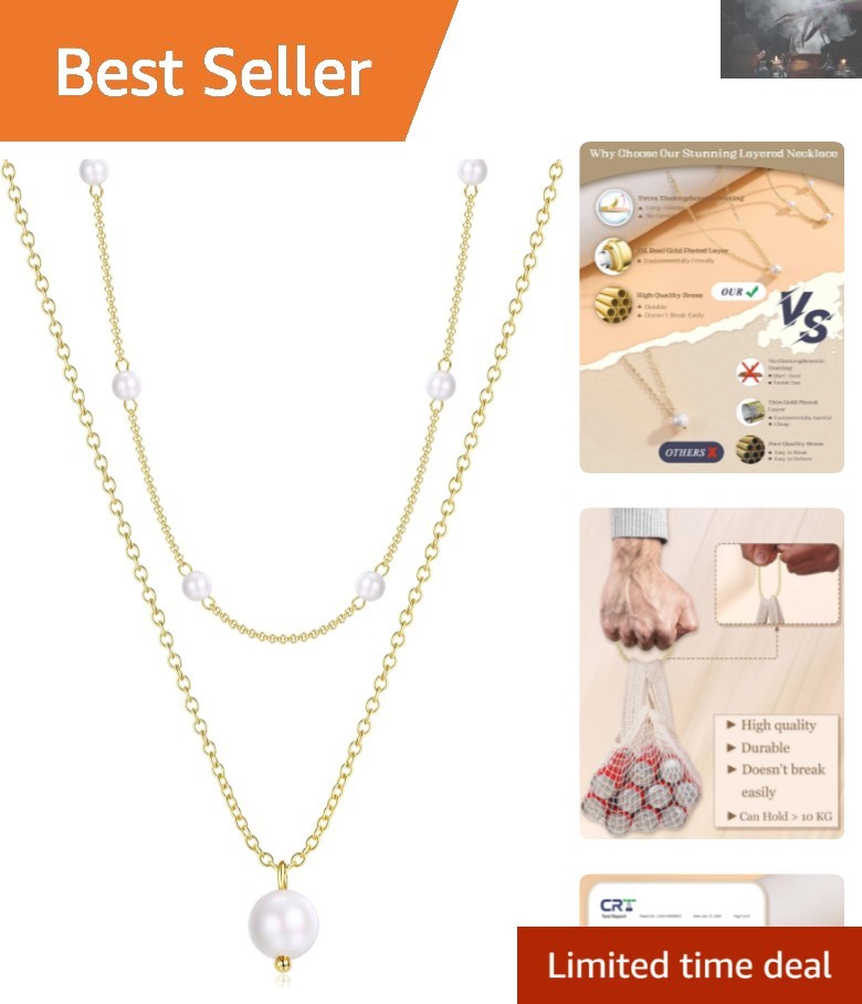 Hypoallergenic Gold Plated Pearl Necklaces for Women – Non-Tarnishing Style