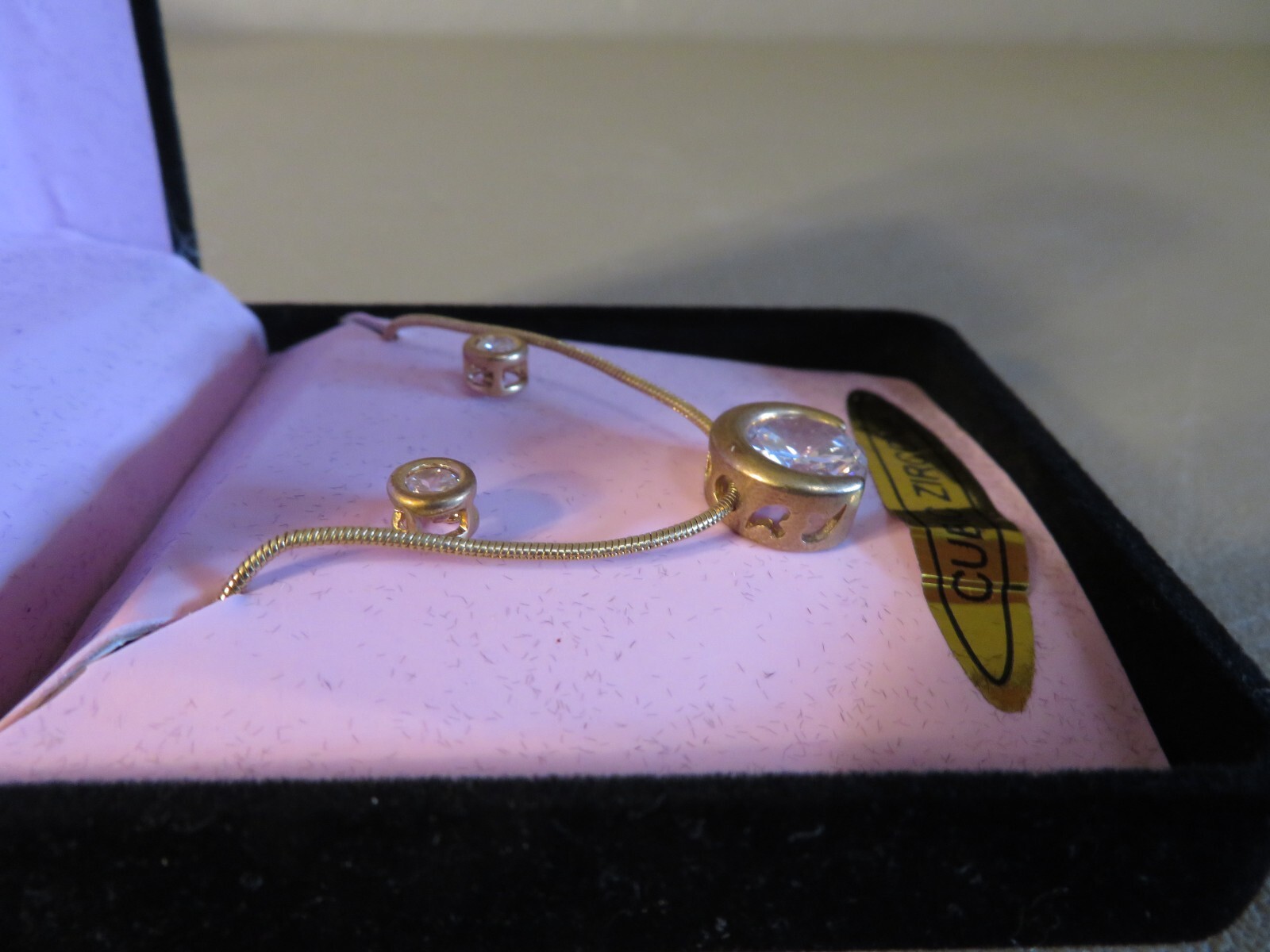 NEW Vintage Bijoux Terner Signed Gold Color Cubic Zirconia Necklace & Earrings