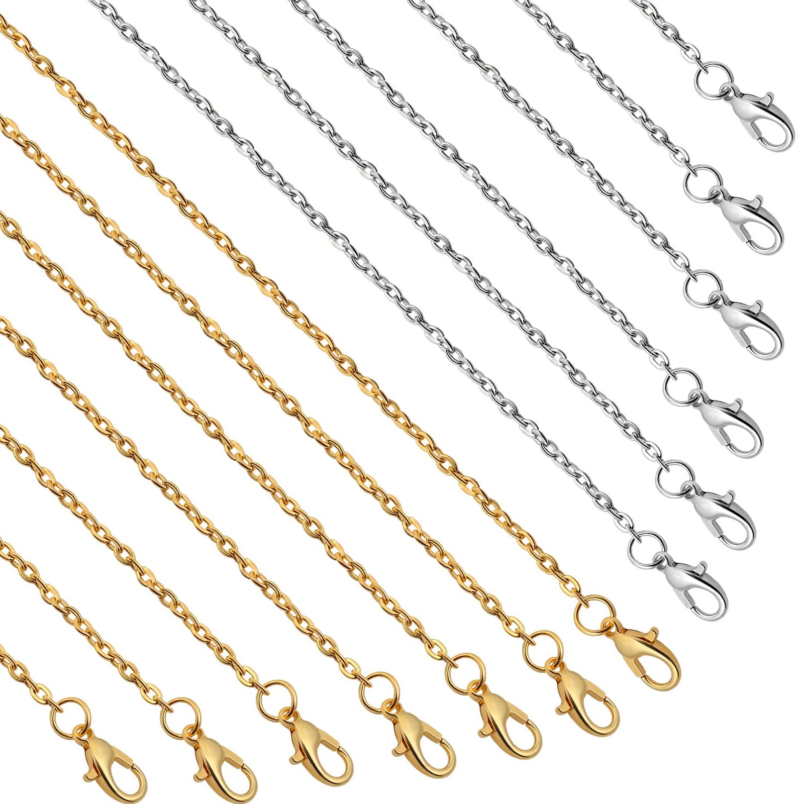 Lemonkey 24 Pack Necklace Chains Bulk,Gold and Silver Plated DIY Cable Link C…