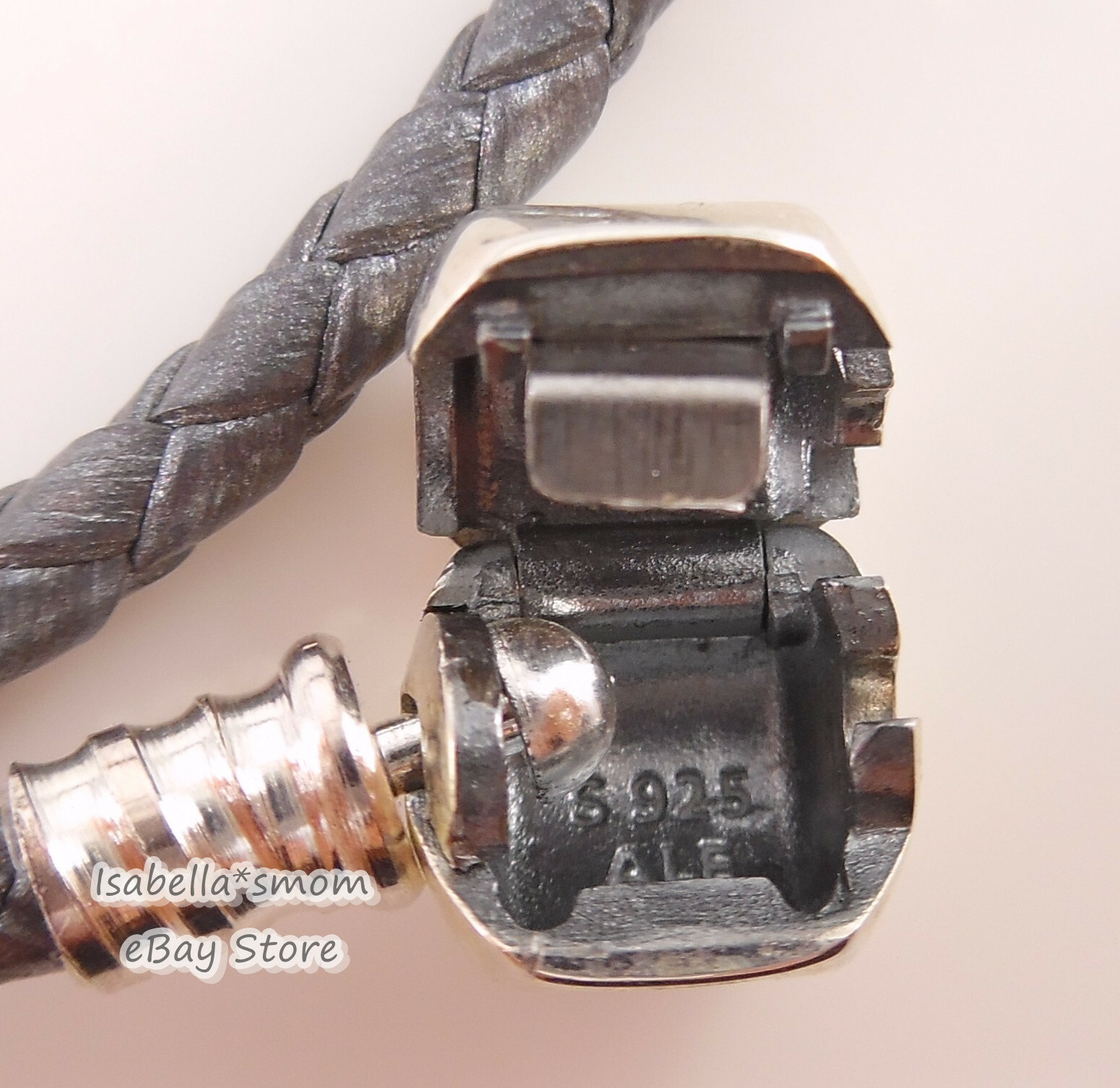 Authentic PANDORA Silver GREY Leather DOUBLE BRACELET 15″~38cm 590705CSG-D2 NEW!