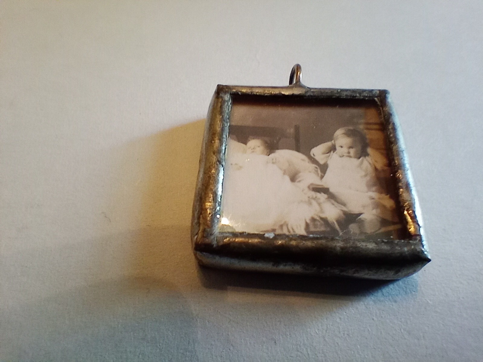“Hear, See, Speak No Evil” Artist-Made Pendant with Vintage Picture of Babies