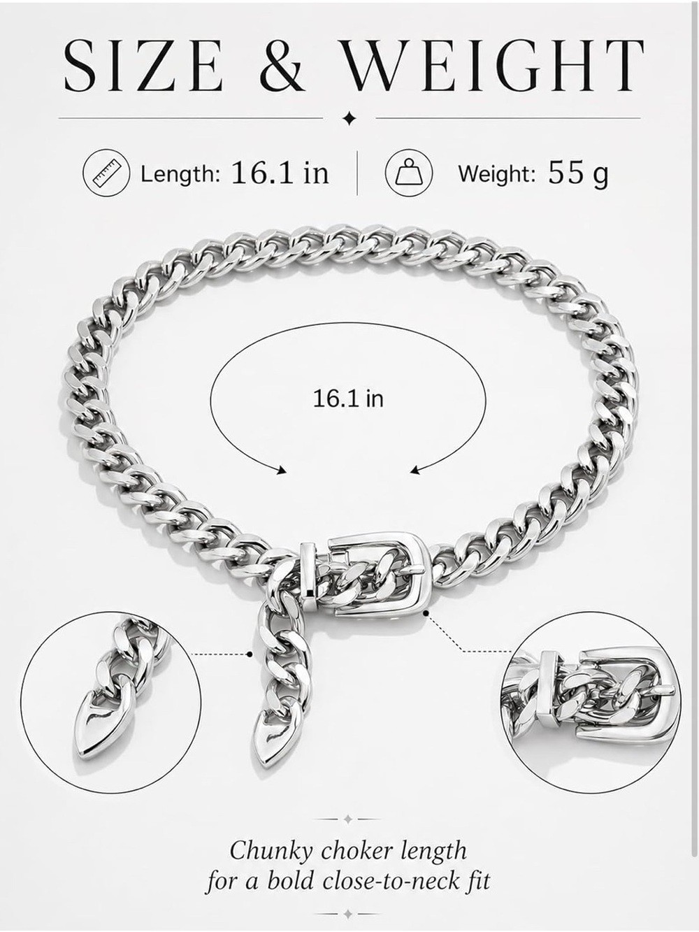 Silver Chunky Chain Belt Choker Necklace