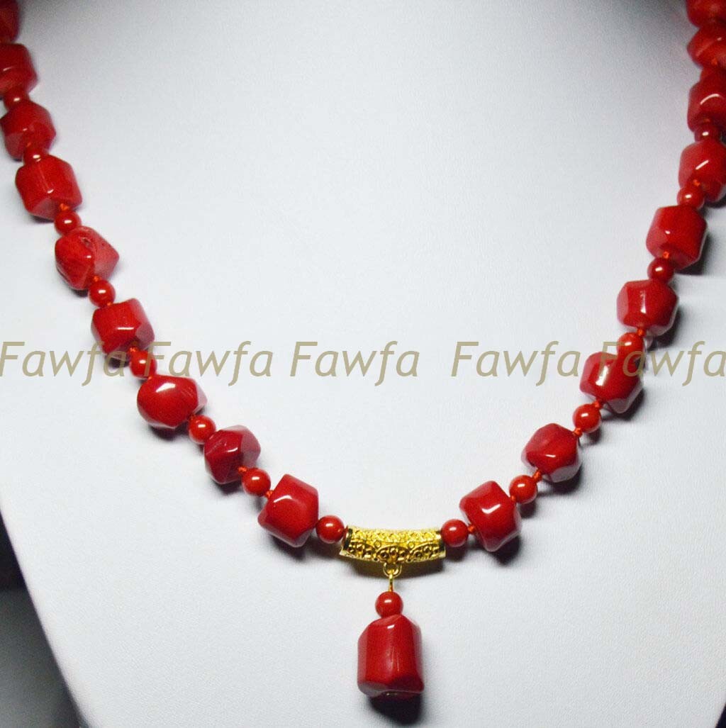 Real Natural Coral 10-12mm Red Coral Gems Beads Pendant Necklaces 16-36″ AA