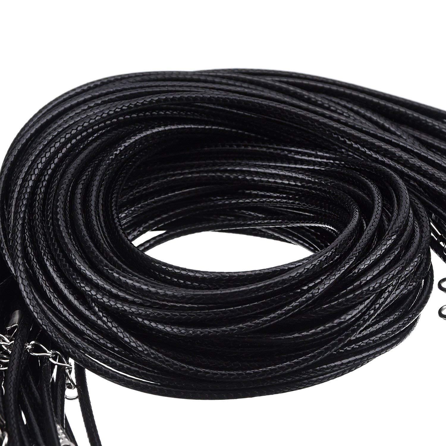 5-50Pcs Braided Leather Cord Rope Necklace Chain with Lobster Claw Clasp 20 inch