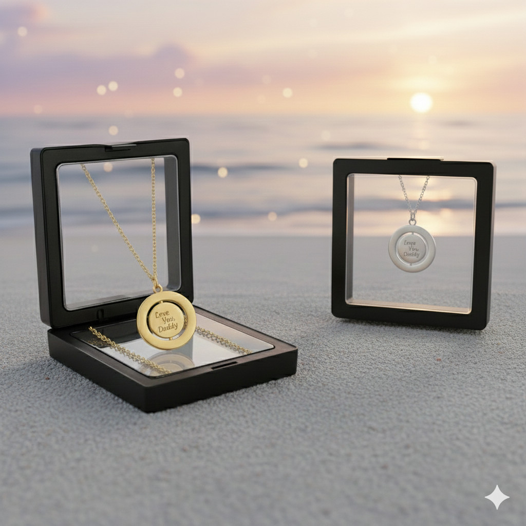 Custom Engraved Spinning Circle Rotatable Pendant –Personalized Gift Him Her