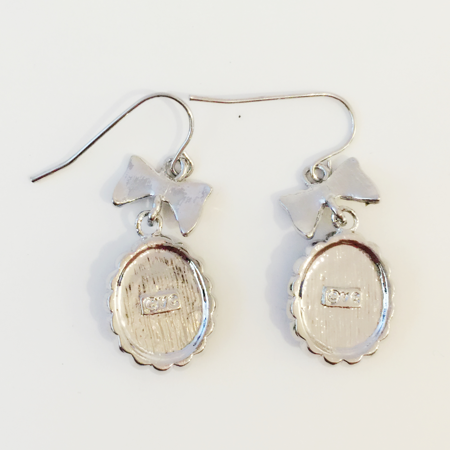 New Lady Cameo Vintage Style Black White Silver Plated Bow Dangle Earring ER1488