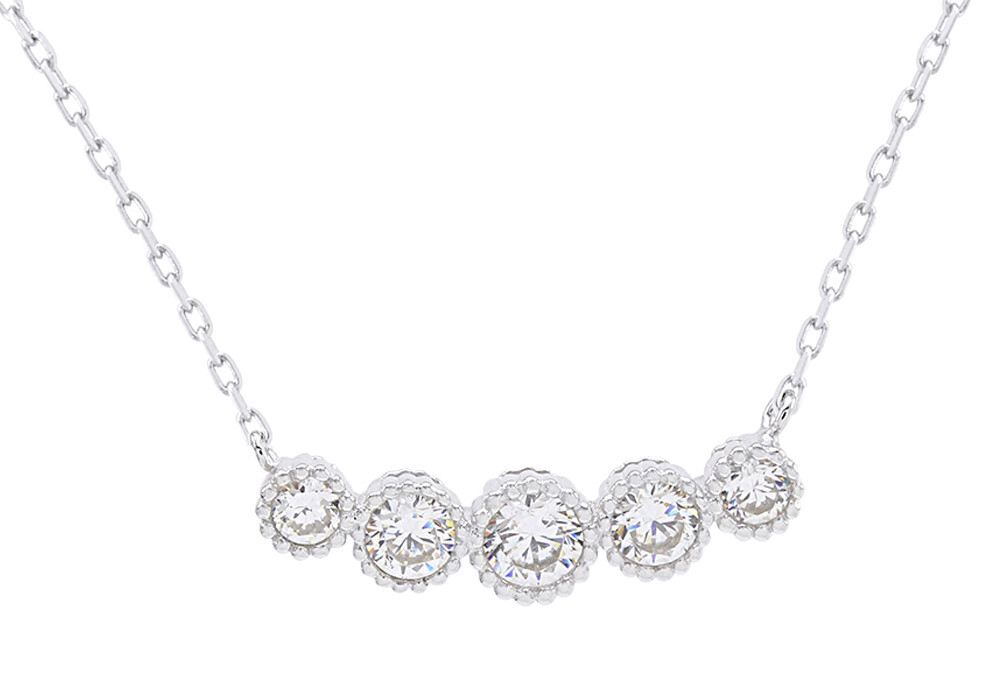 Round Cut Simulated Diamond Journey Pendant Necklace Sterling Silver 925