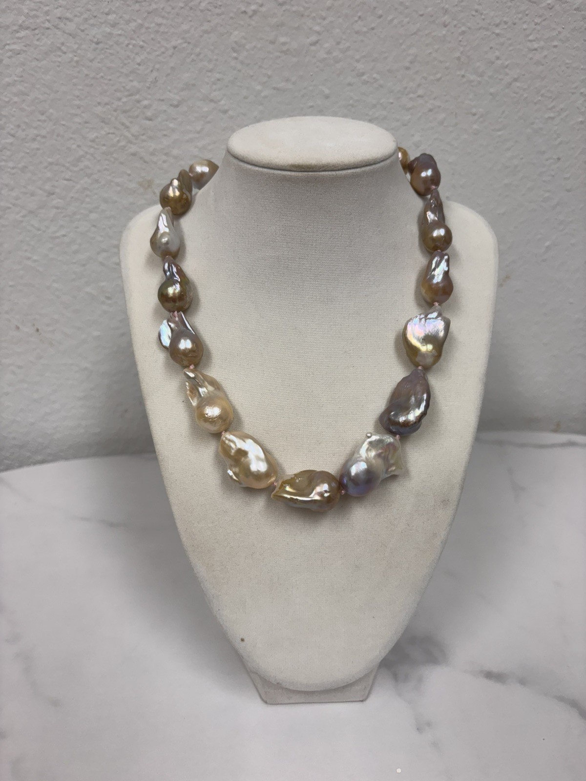 Rare 13-18mm Natural Pink Purple Multicolor Baroque Keshi Pearl Necklace 16 in