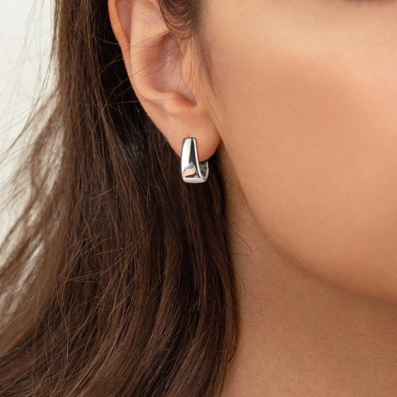 925 Sterling Silver Earrings Small Chunky 13mm x 16.5mm,