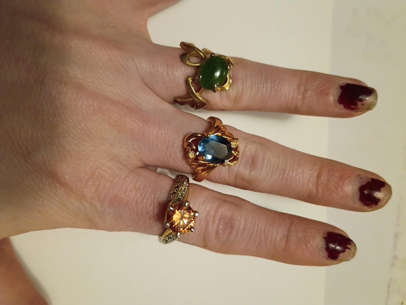 Lot of 6 18k HGE rings Size 6 – 6.5