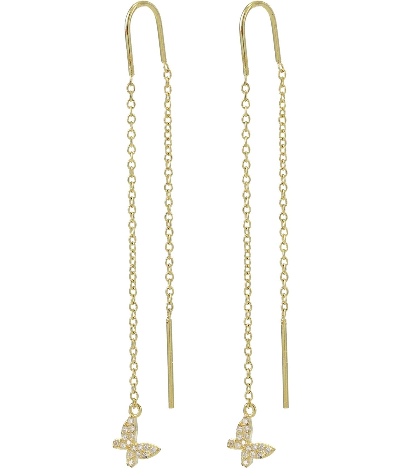Argento Vivo 296979 CZ Butterfly Threader Earrings Gold One Size