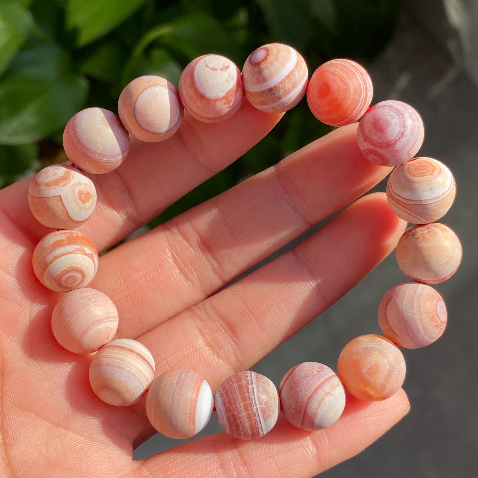 12mm Natural Red Gobi Agate Eyes Madagascar stone Bracelet (not polished) B1528