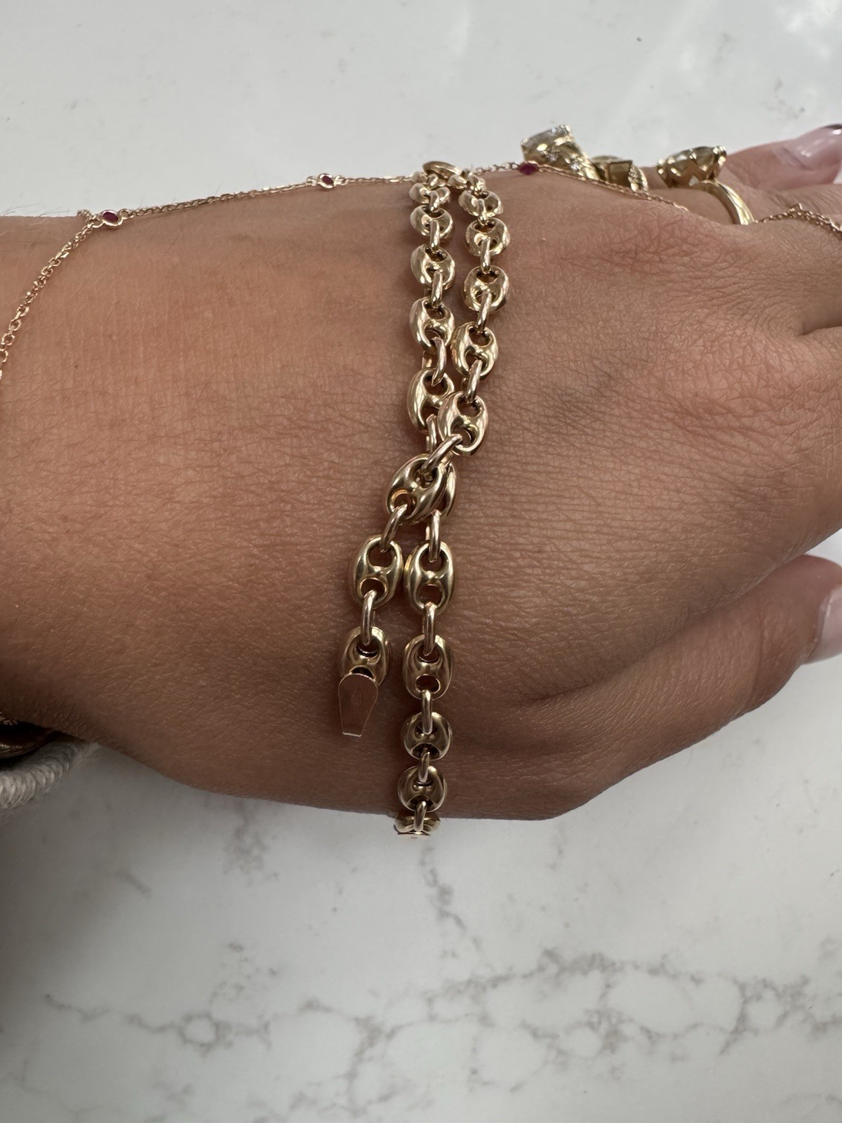 9k Vintage Mariner Bracelet -7.5 in