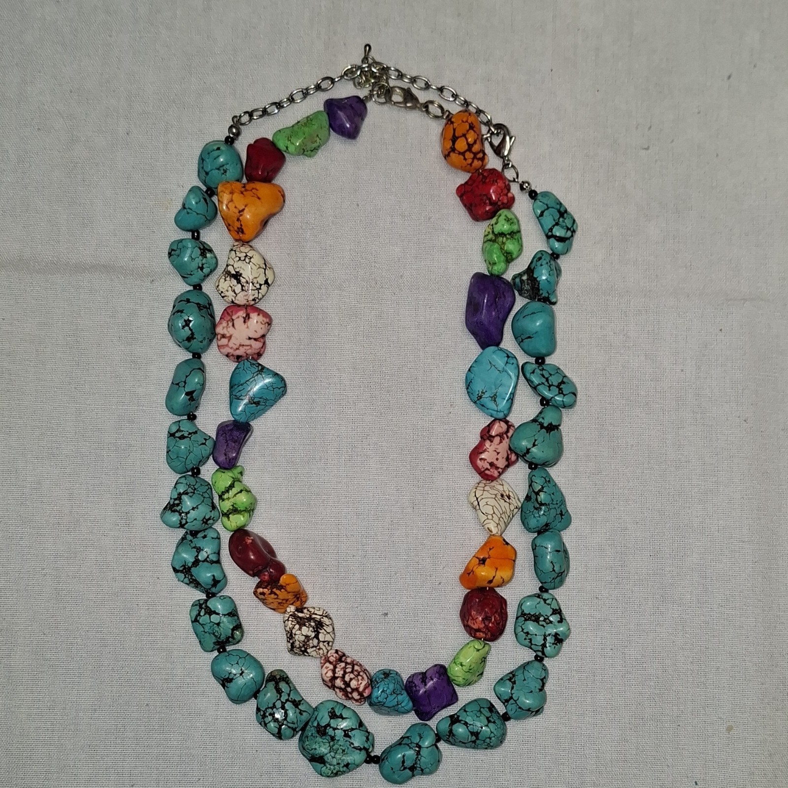 Rainbow Nugget and Colorful Dyed Howlite Turquoise Statement Necklaces