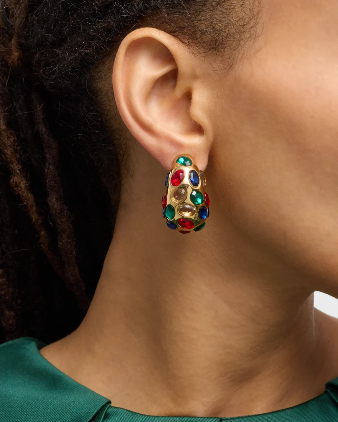 Kenneth Jay Lane multicolor gem earrings Approx. 1.5″L Gold plated Zinc/Glass