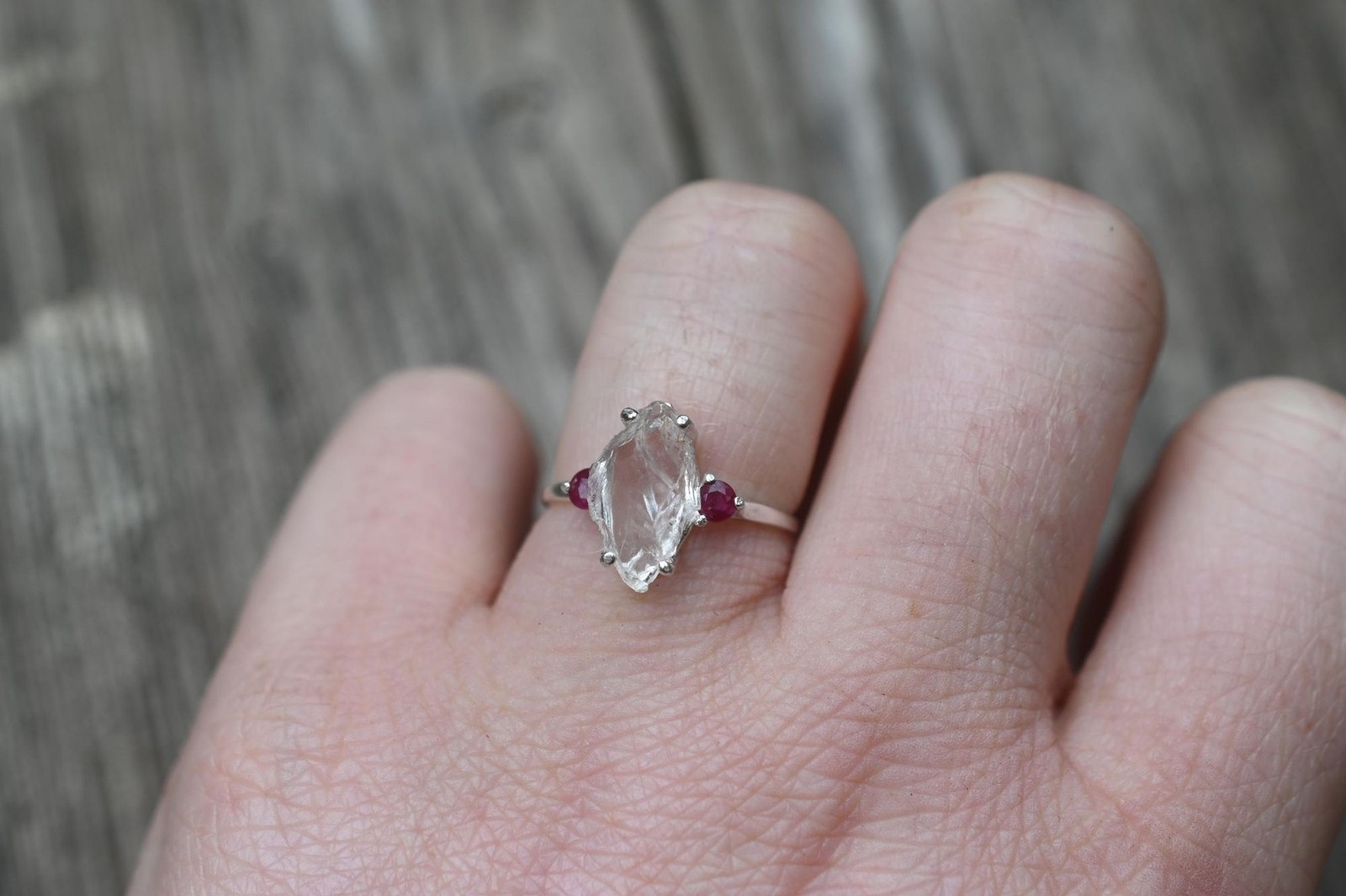 Engagement ring Ruby and Lake County diamond sterling silver size 3 4 5 6 7 8 9