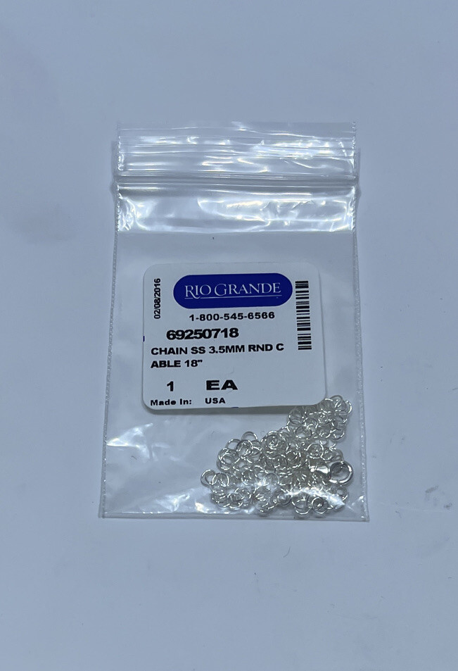 RIO GRANDE Chain Sterling Silver 3.5mm Round Cable 18in Necklace