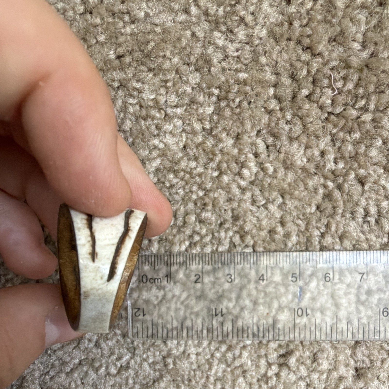 Wood Peace Sign Band Ring Brown & White Size 11 18mm Wide No Stone