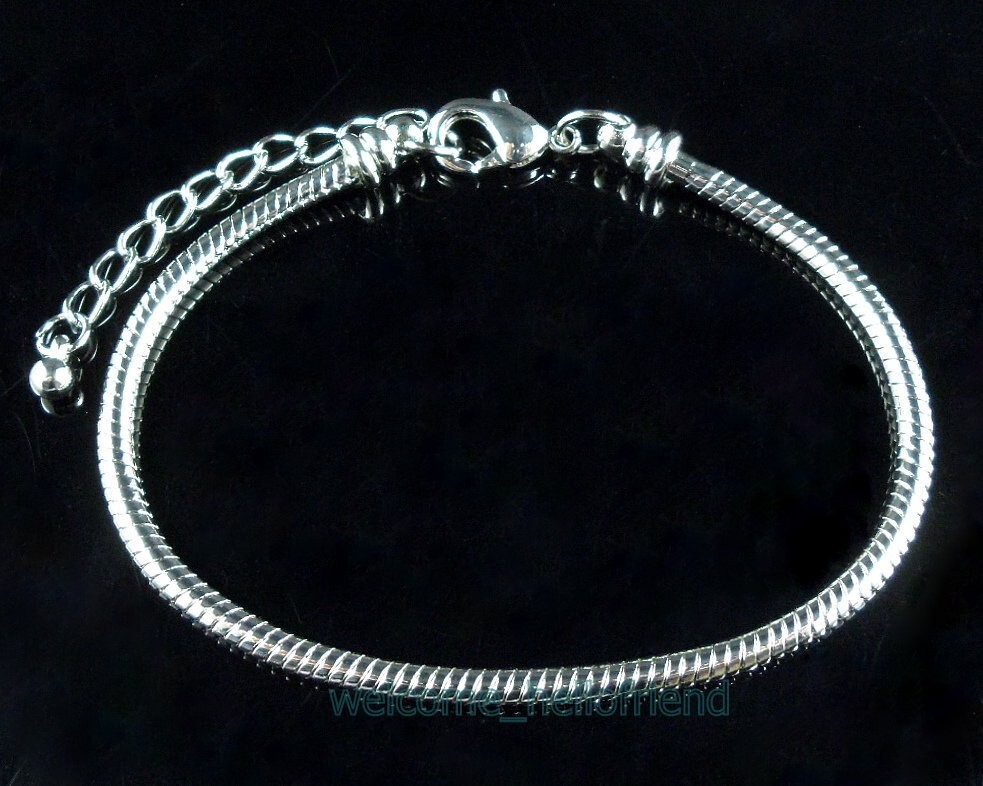 10Pcs 18KGP Plated Charm Bracelets Snake Chain Fit European Bead P03