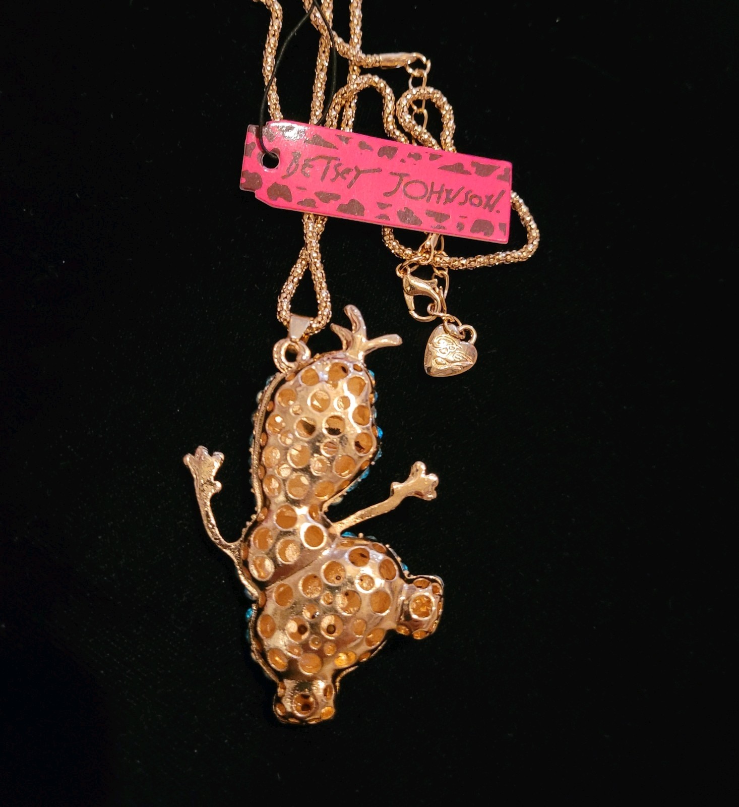 BETSEY JOHNSON OLAF BLUE CRYSTAL Necklace FROZEN CHRISTMAS SNOWMAN PENDANT NWT