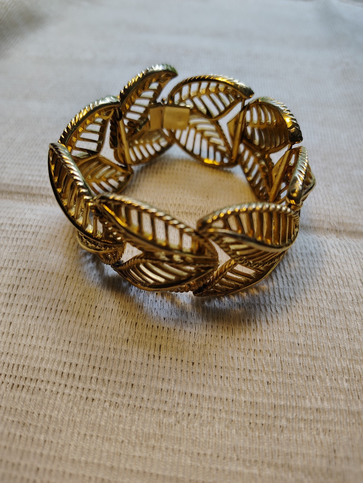 Vintage Leaf Link Statement Bracelet, Hook Closure