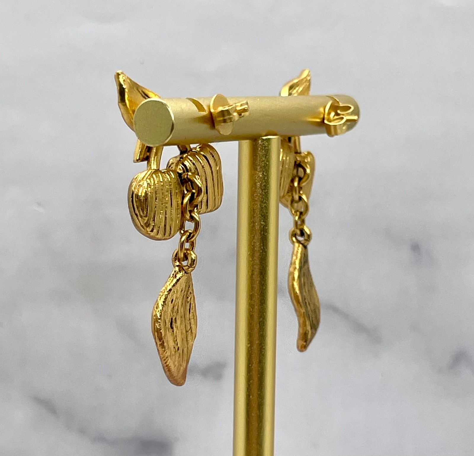 YSL YVES SAINT LAURENT Gold Tone Cherry Earrings – Pre owned / MF6233