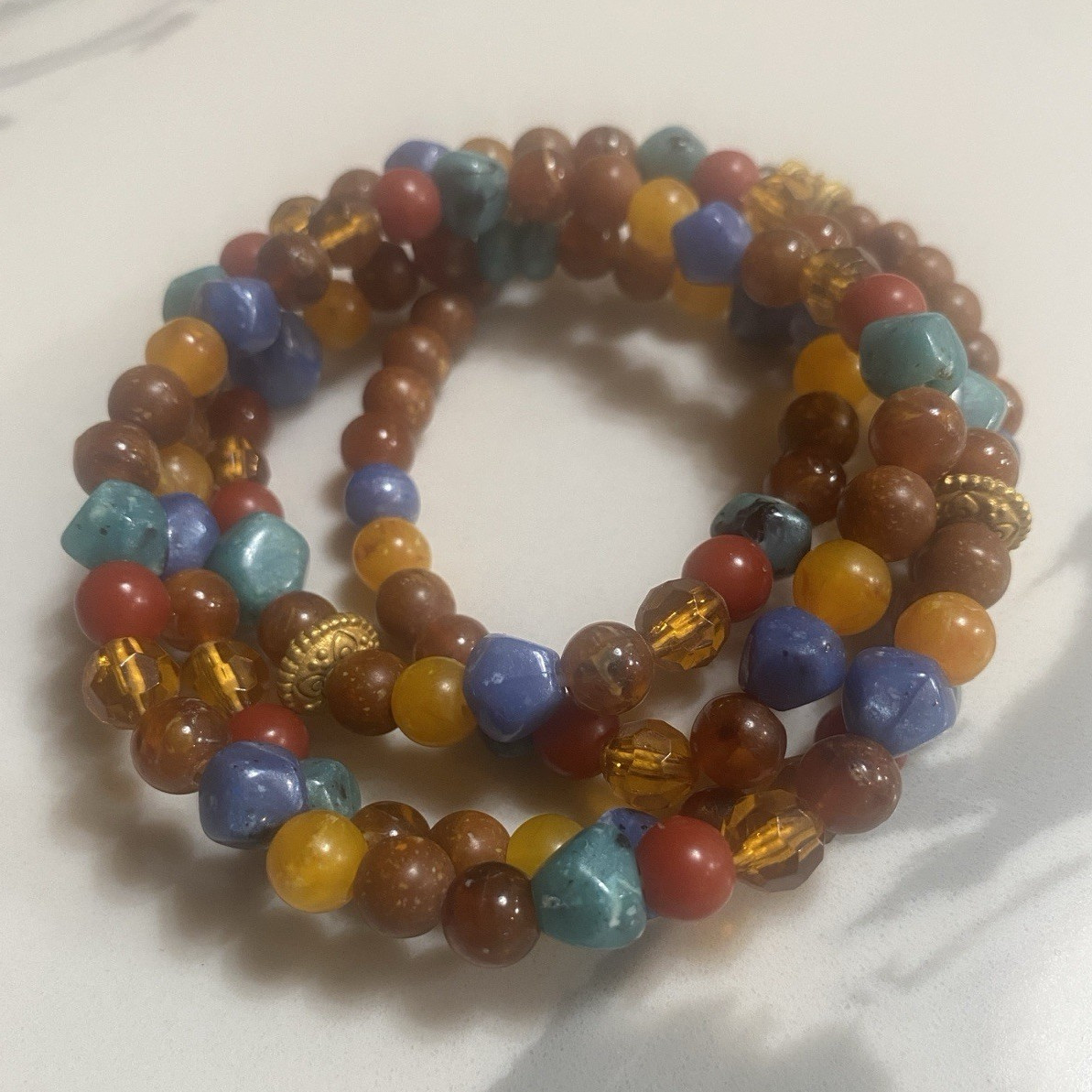 Liz Claiborne Multicolor Beaded Necklace 29in Ball/Bead Chain Lobster Clasp