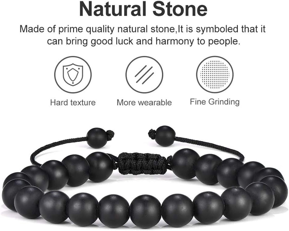M MOOHAM Beaded Bracelets for Mens Gifts – Natural Stone 8Mm Tiger Eye Matte Aga