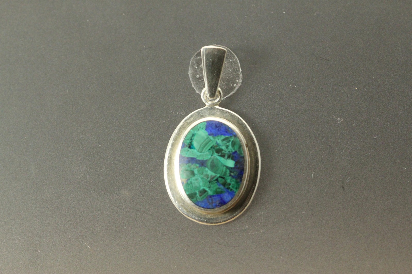 925 Sterling Silver Blue-Green Oval Pendant 5.8 Grams (PEN10099)