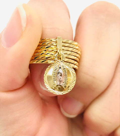 14k GF Virgen Guadalupe 7 Days Semanario Women´s Ring Size 7-10,Anillo Semanario