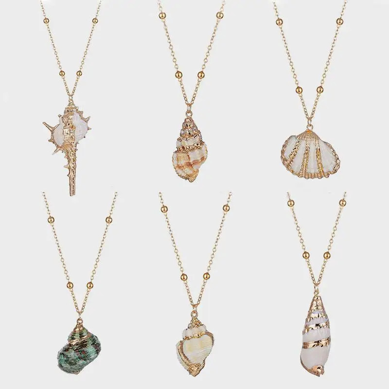 Bohemia Conch Shells Necklace Sea Beach Shell Pendant Necklace For Women Female