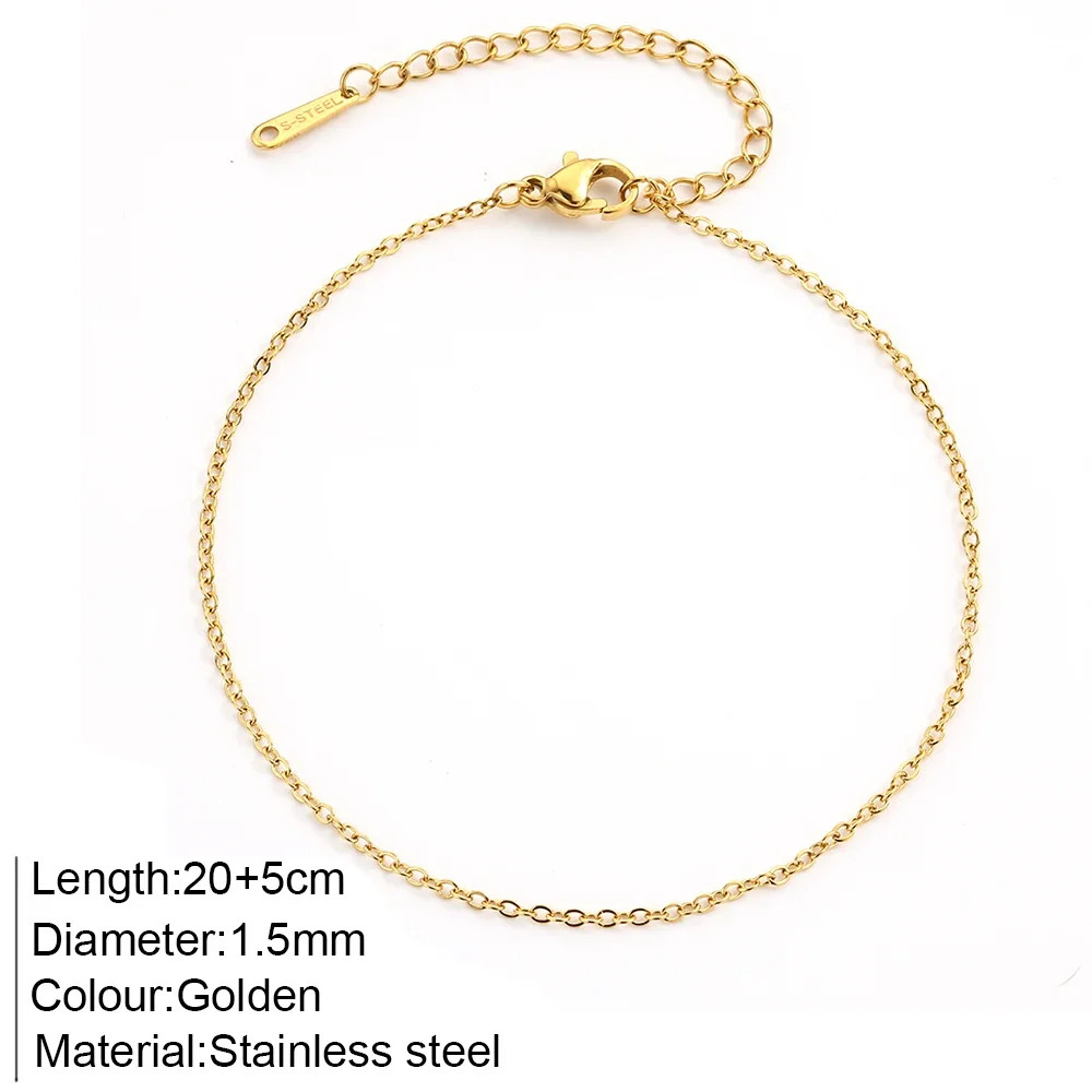 Good Quality Women’s High-end Stainless Steel Anklets Box Chain Clip Bead Chain