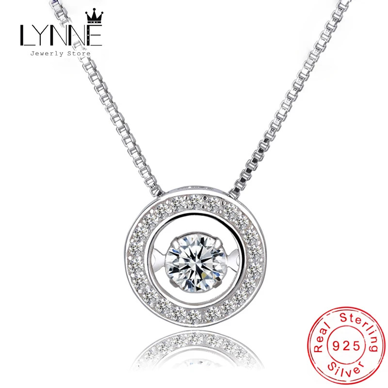 925 Sterling Silver Pendant Necklace Round Rotating Box Chain Womens Jewelry