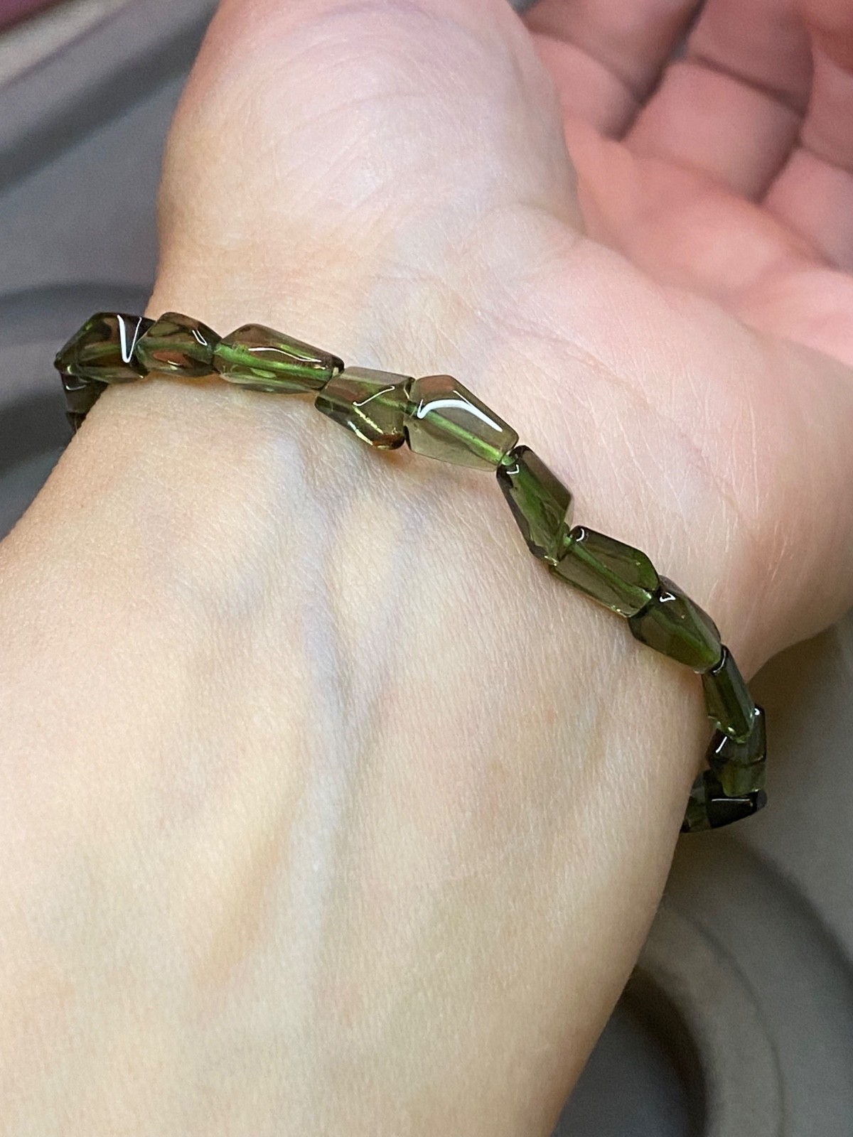 Certified Natural Moldavite Bracelet | Freeform Czech Moldavite | Approx. 5mm