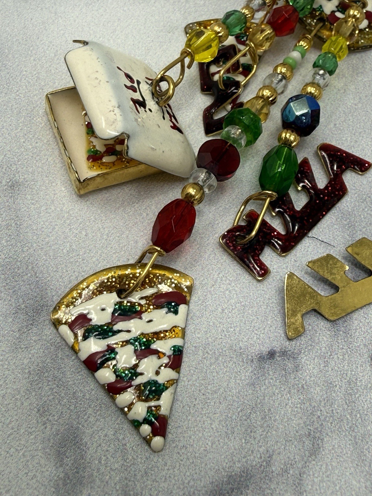 Lunch At The Ritz Eat Pizza Hand Signed 99 Designer Statement Earrings Enamel