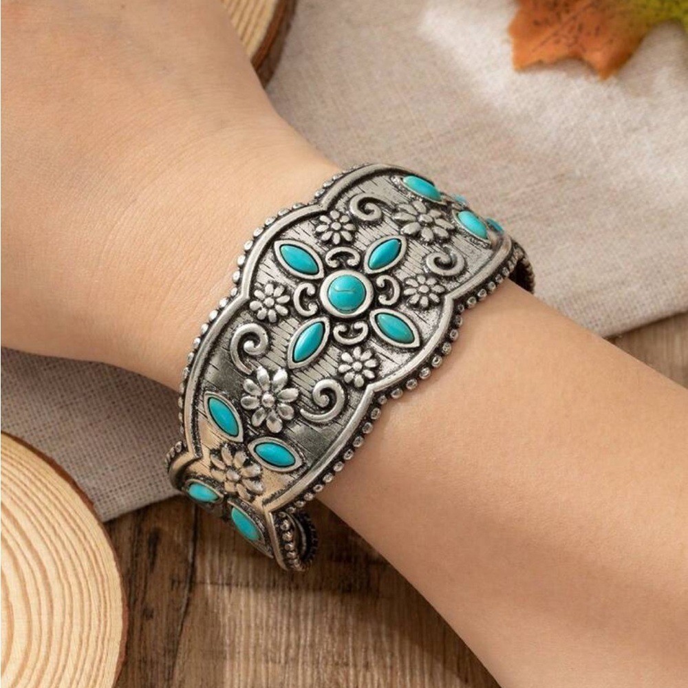 Bohemian Style fake Turquoise Iron cuff Bracelet