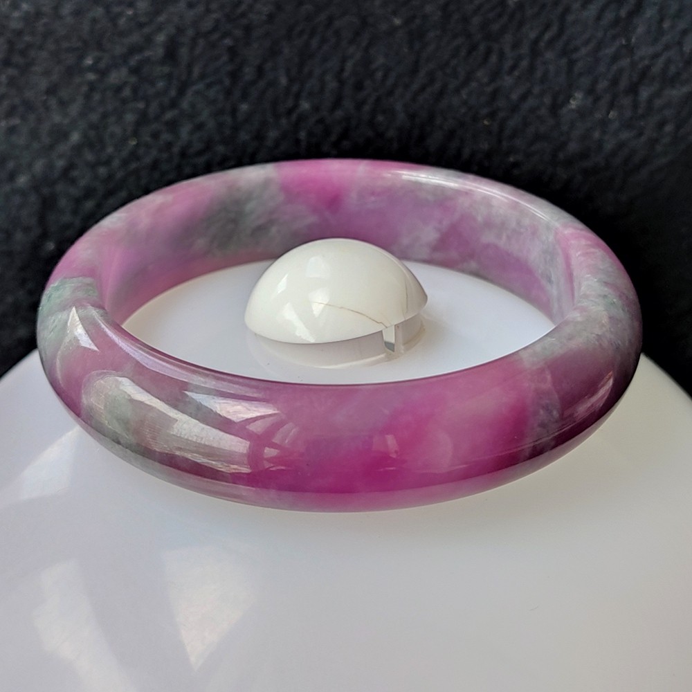 Certified Grade A Lavender 59mm Natural Burma Jade jadeite Bangle Bracelet 2945